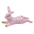 Raspberry fishnet Lounging Bunny Figurine figurine, hand-painted Herend porcelain with 24k gold accents