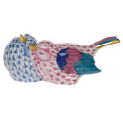 Herend Love Birds Figurine porcelain figurine painted in the Blue-Raspberry fishnet pattern