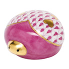 Hand-painted Herend Love Bug Figurine in Raspberry fishnet porcelain on a white background