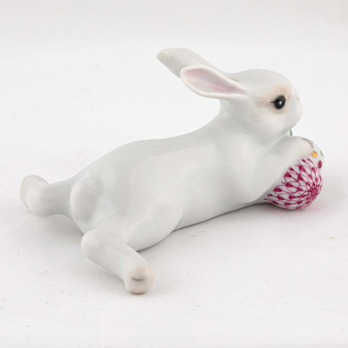 Herend Lying Bunny with Eggs Figurine, alternate view