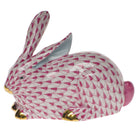Raspberry fishnet Lying Rabbit Figurine figurine, hand-painted Herend porcelain with 24k gold accents