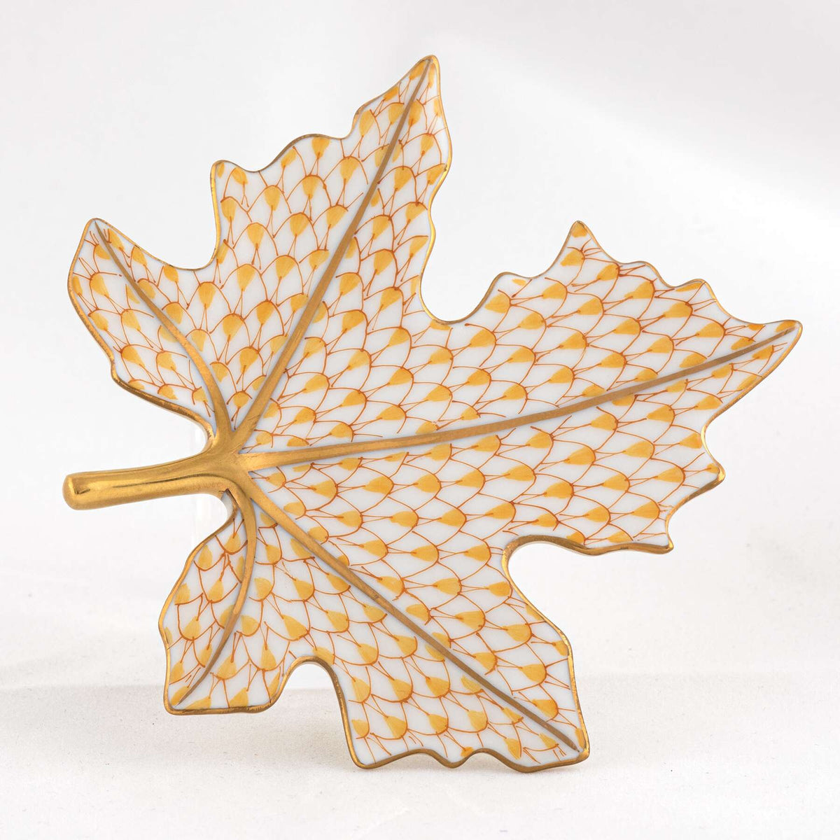 Herend Maple Leaf Figurine – Butterscotch, alternate view