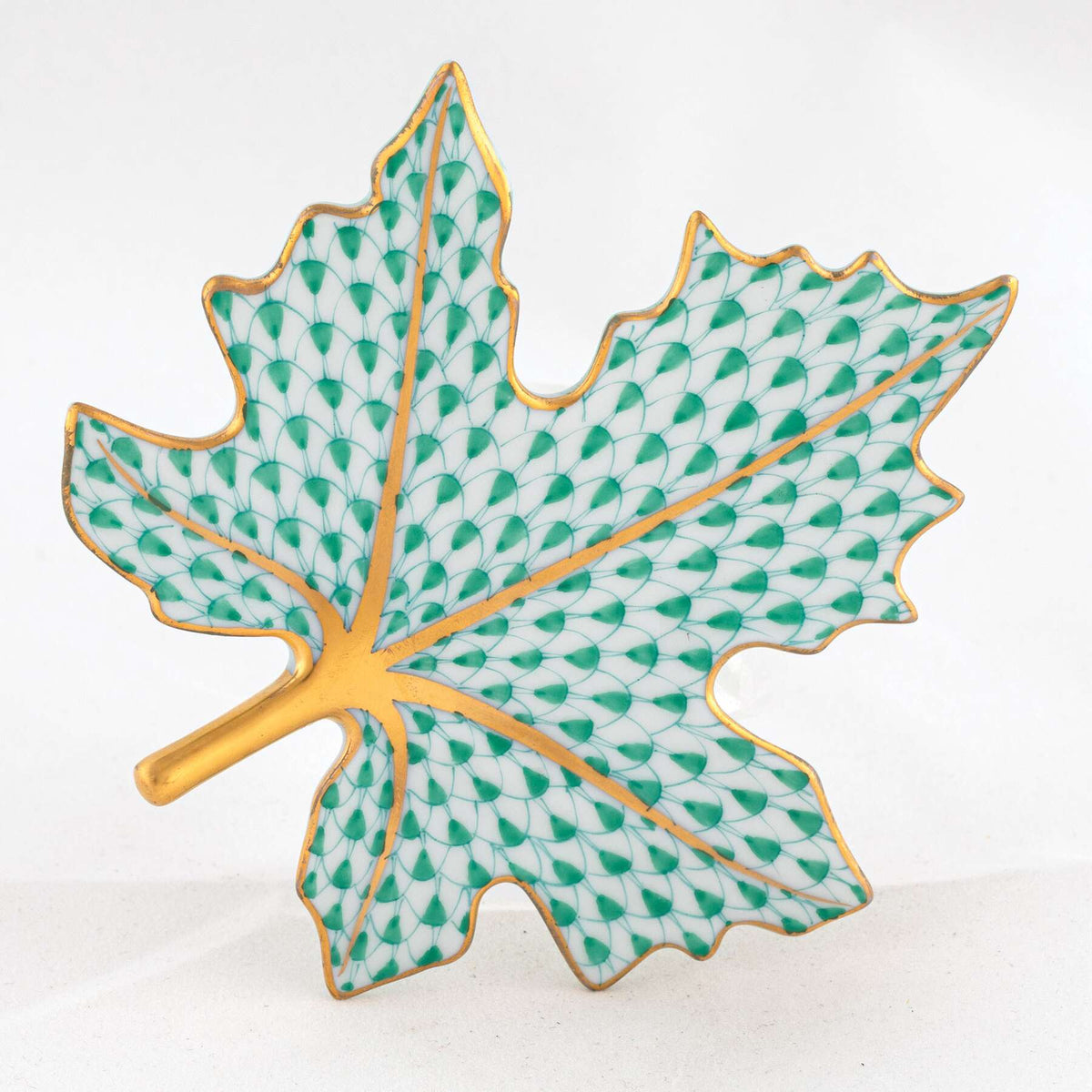 Herend Maple Leaf Figurine – Green, alternate view