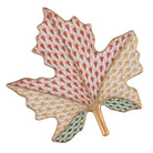 Hand-painted Herend Maple Leaf Figurine in Multicolor fishnet porcelain on a white background