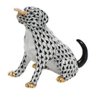 Hand-painted Herend Max with Bone Figurine in Black fishnet porcelain on a white background