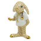 Butterscotch fishnet Medical Bunny Figurine figurine, hand-painted Herend porcelain with 24k gold accents