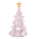 Herend Medium Christmas Tree Figurine porcelain figurine painted in the Raspberry fishnet pattern