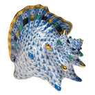 Blue fishnet Medium Conch Shell Figurine figurine, hand-painted Herend porcelain with 24k gold accents