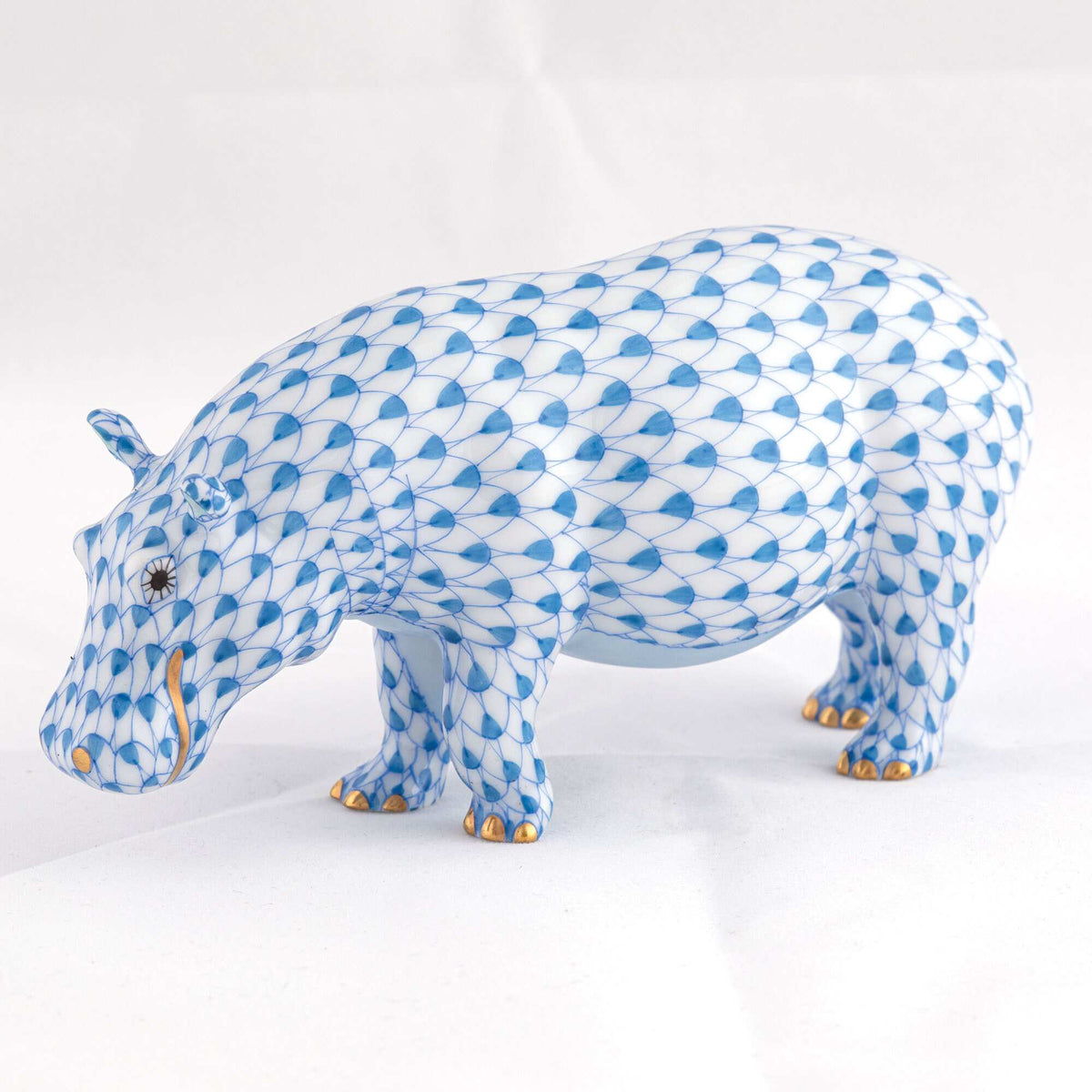 Herend Medium Hippopotamus Figurine – Blue, alternate view