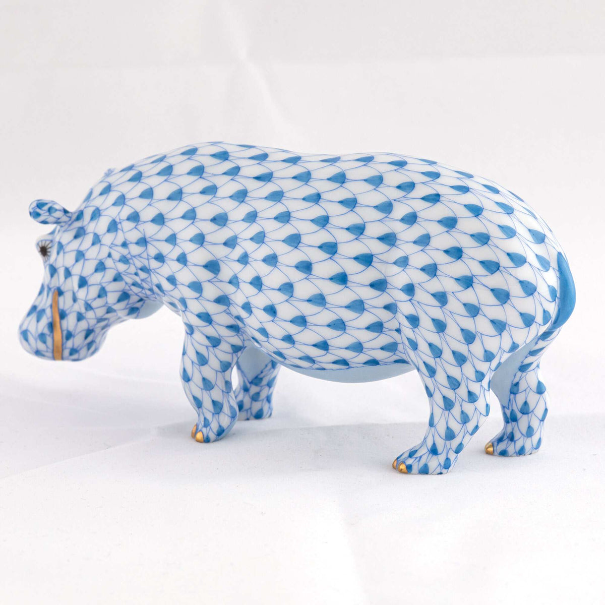 Herend Medium Hippopotamus Figurine – Blue, alternate view