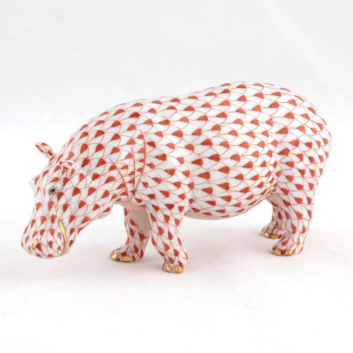 Herend Medium Hippopotamus Figurine – Rust, alternate view