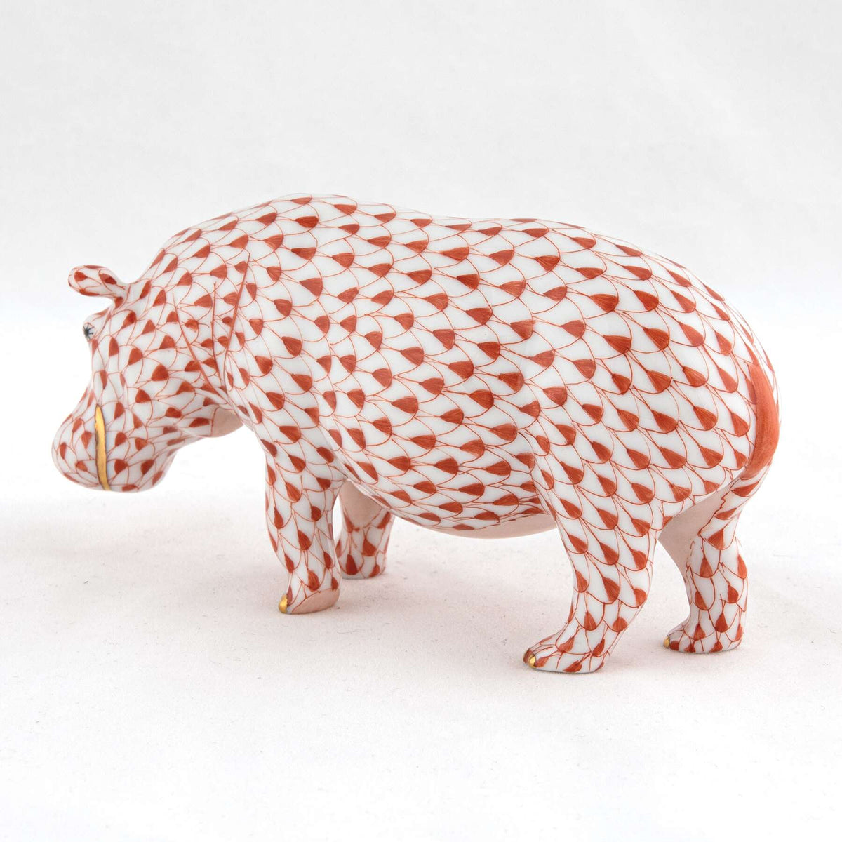 Herend Medium Hippopotamus Figurine – Rust, alternate view