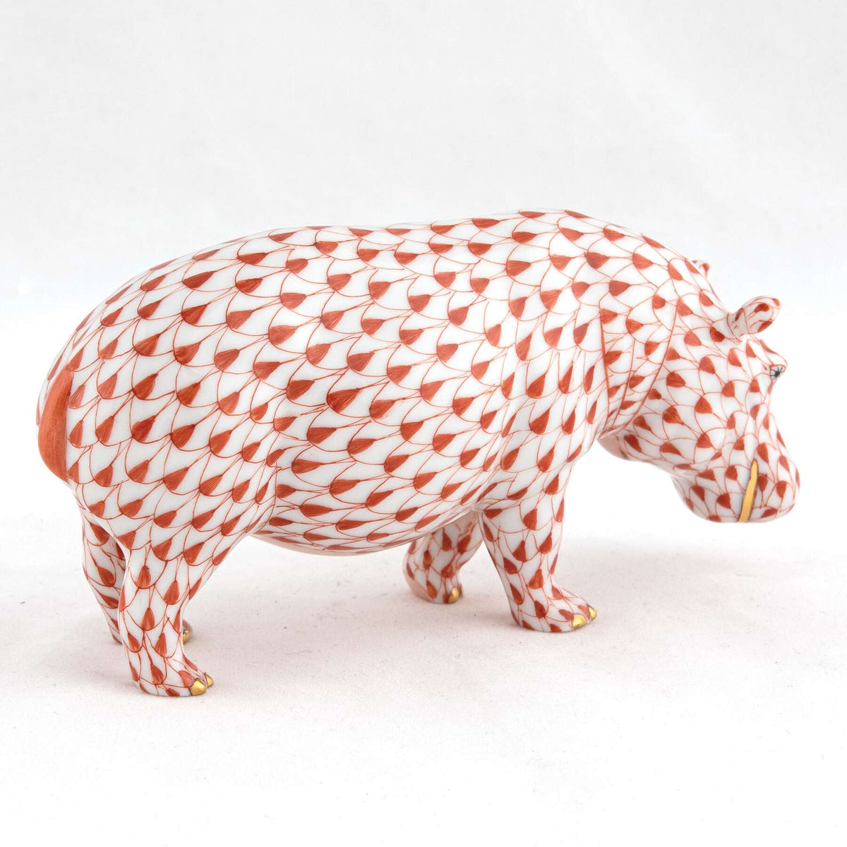 Herend Medium Hippopotamus Figurine – Rust, alternate view