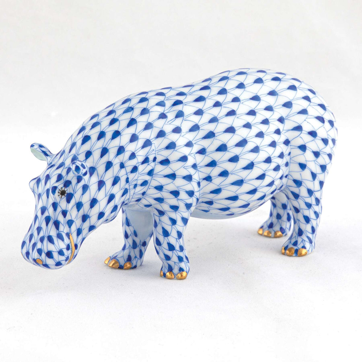 Herend Medium Hippopotamus Figurine – Sapphire, alternate view