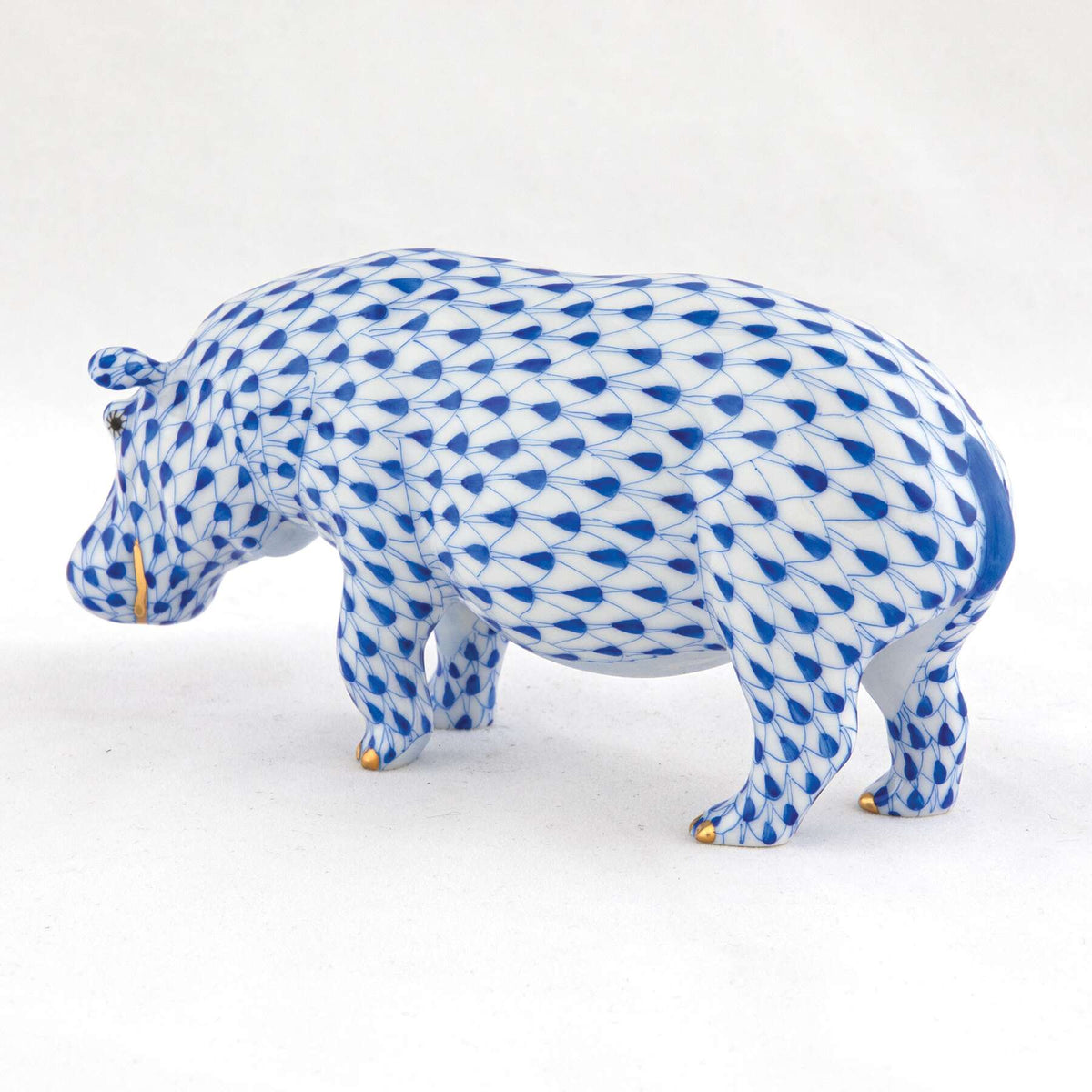 Herend Medium Hippopotamus Figurine – Sapphire, alternate view