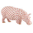 Hand-painted Herend Medium Hippopotamus Figurine in Rust fishnet porcelain on a white background
