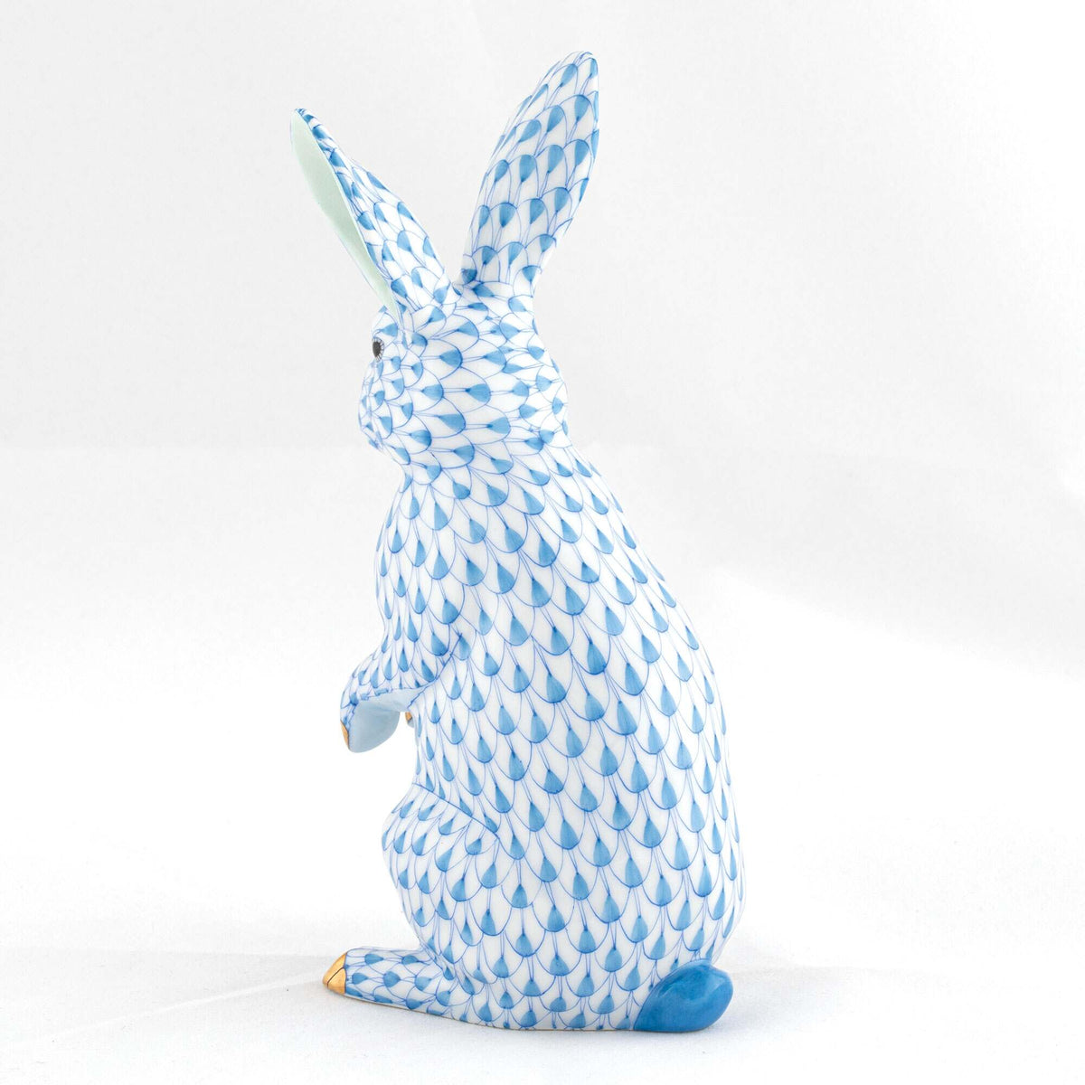 Herend Medium Standing Rabbit Figurine – Blue, alternate view
