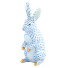 Herend Medium Standing Rabbit Figurine porcelain figurine painted in the Blue fishnet pattern