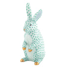 Medium Standing Rabbit Figurine in hand-painted Green porcelain by Herend of Hungary