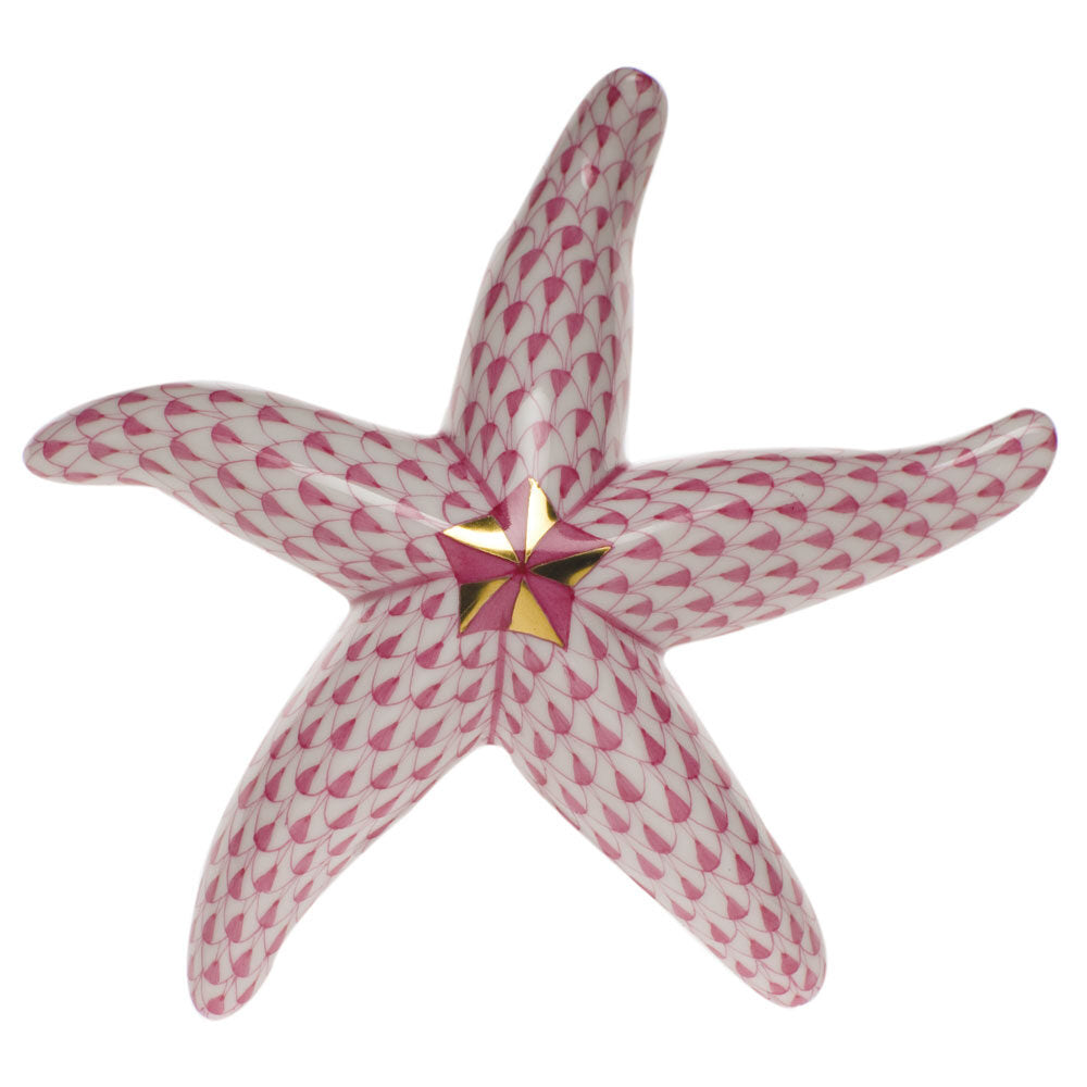 Medium Starfish Figurine in hand-painted Raspberry porcelain by Herend of Hungary