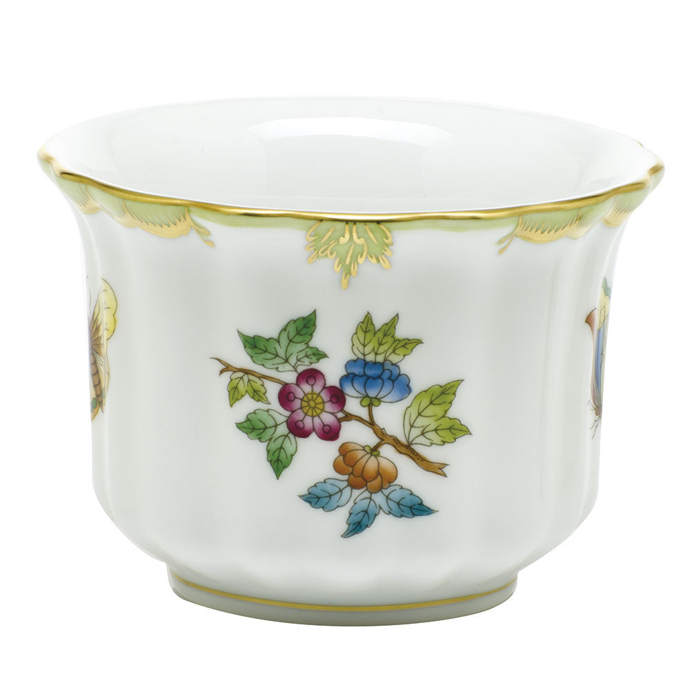 Hand-painted Herend Mini Cachepot in fine porcelain, 4.5in L X 4.5in H, on a white background
