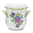 Hand-painted Herend Mini Cachepot with Handles in fine porcelain, 4.75in L X 3.75in H, on a white background