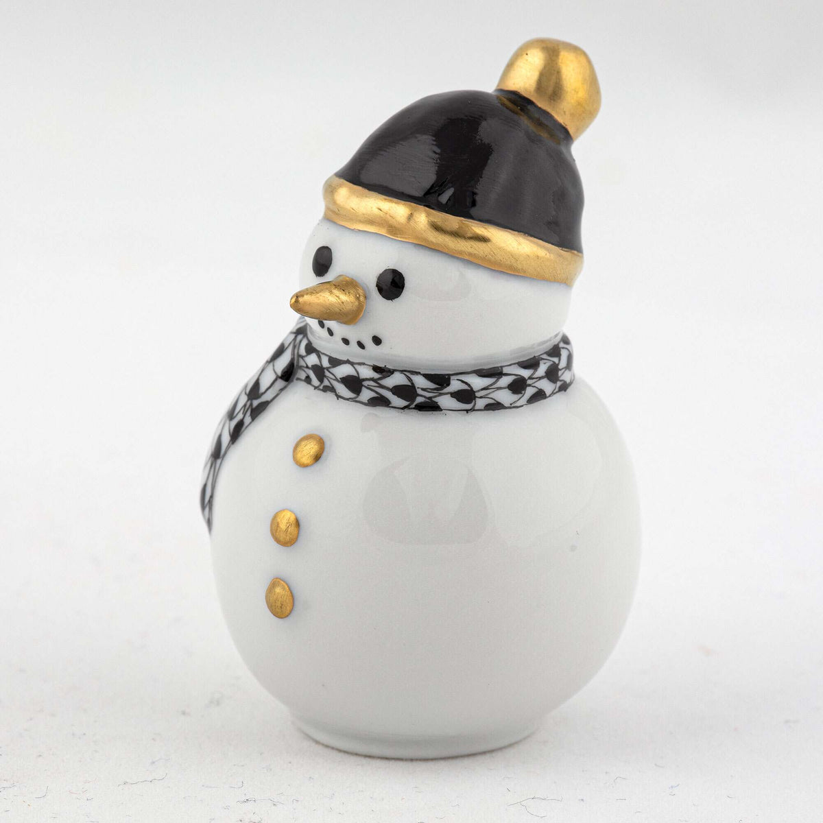 Herend Mini Snowman Figurine – Black, alternate view