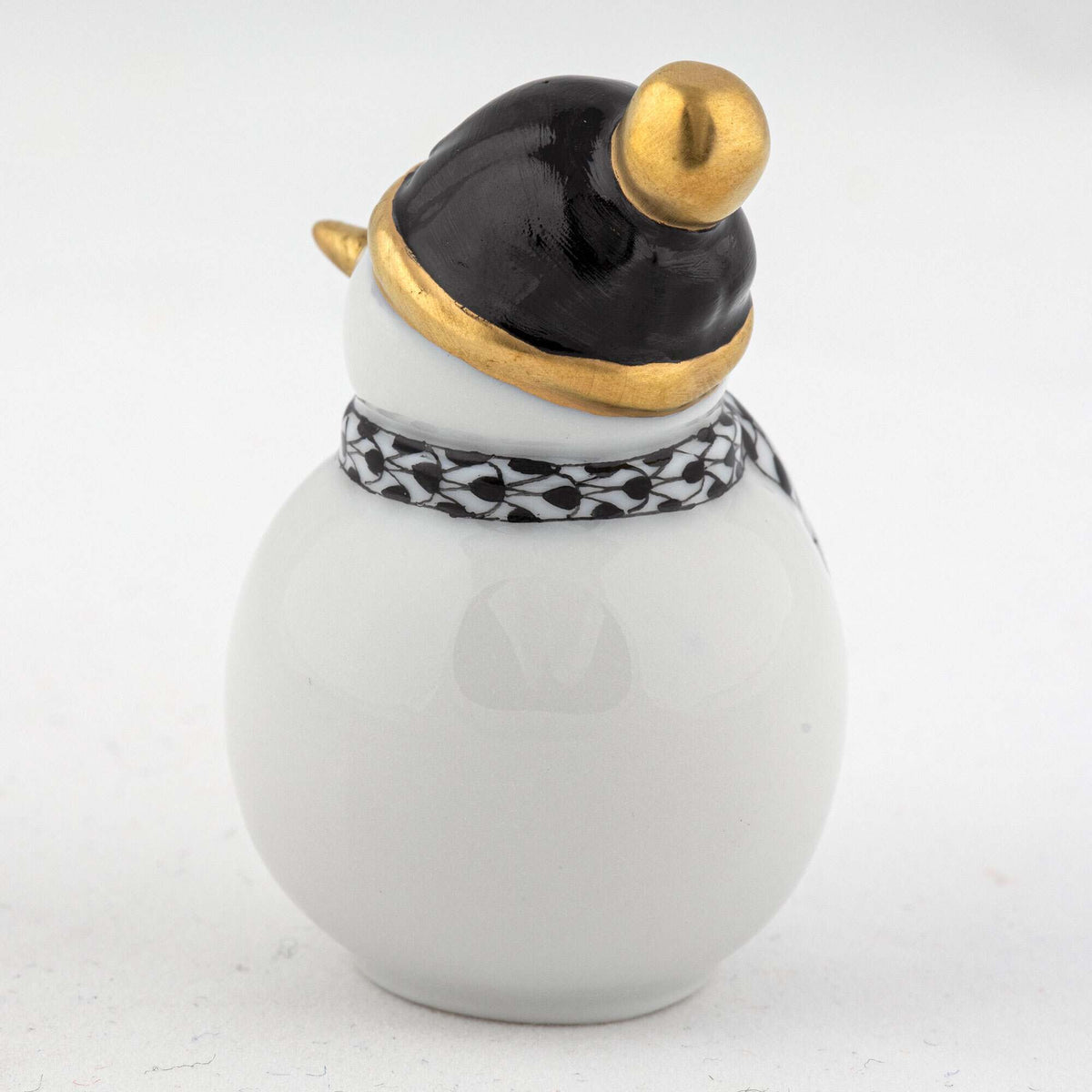 Herend Mini Snowman Figurine – Black, alternate view