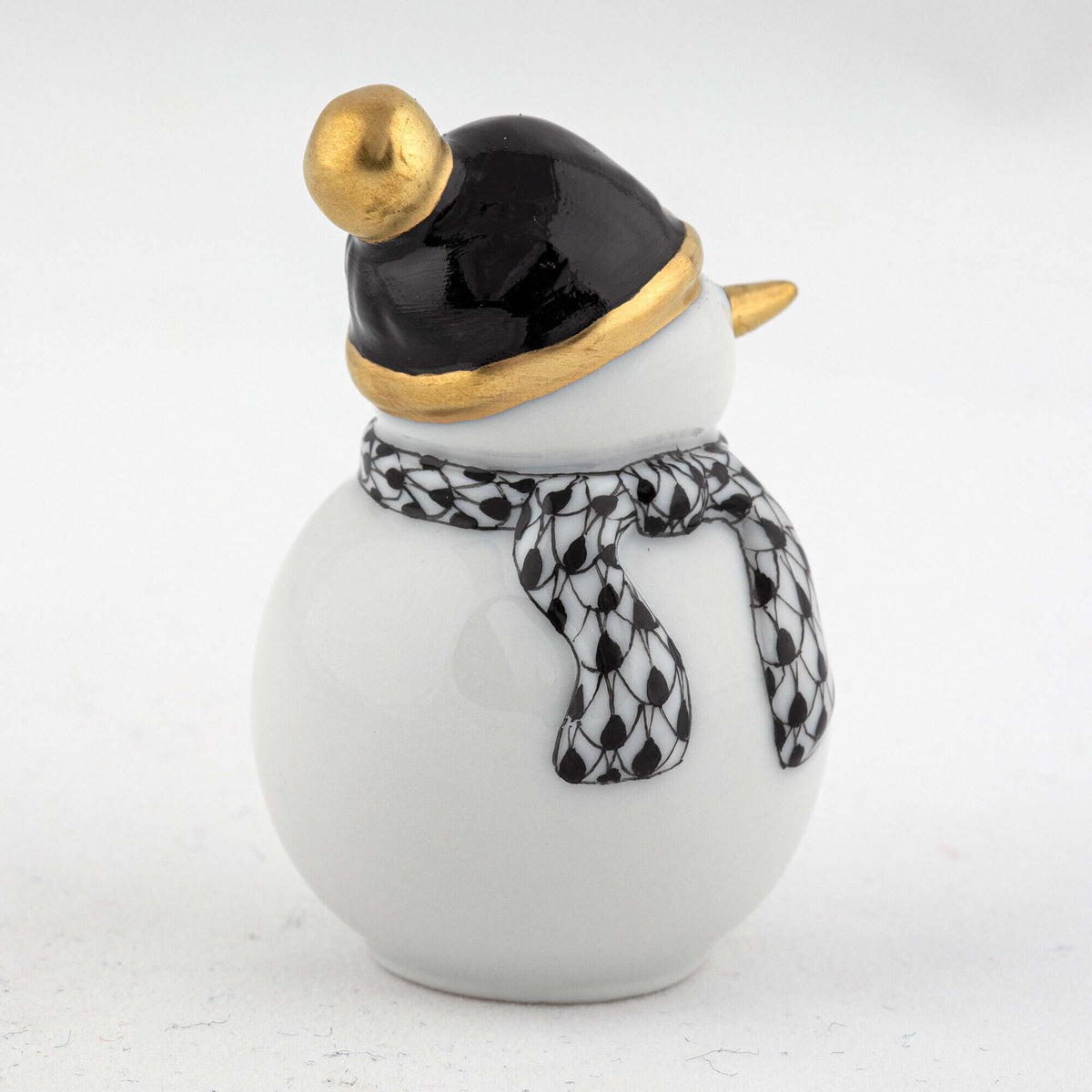 Herend Mini Snowman Figurine – Black, alternate view