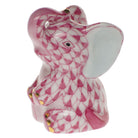 Hand-painted Herend Miniature Baby Elephant Figurine in Raspberry fishnet porcelain on a white background