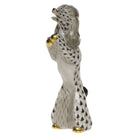 Black fishnet Miniature Begging Poodle Figurine figurine, hand-painted Herend porcelain with 24k gold accents