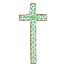 Key Lime fishnet Miniature Cross Figurine figurine, hand-painted Herend porcelain with 24k gold accents