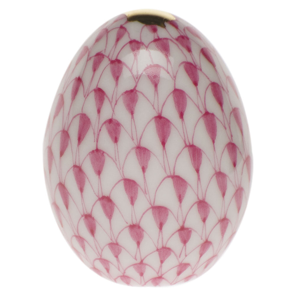 Herend Miniature Egg Figurine porcelain figurine painted in the Raspberry fishnet pattern