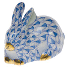 Blue fishnet Miniature Lying Rabbit Figurine figurine, hand-painted Herend porcelain with 24k gold accents