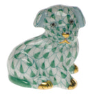 Herend Miniature Puppy Figurine porcelain figurine painted in the Green fishnet pattern