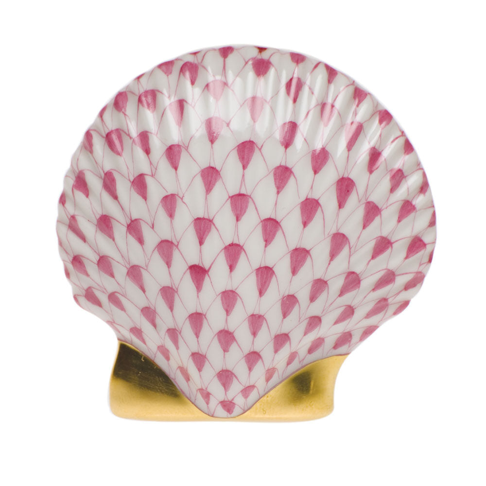 Miniature Scallop Figurine in hand-painted Raspberry porcelain by Herend of Hungary