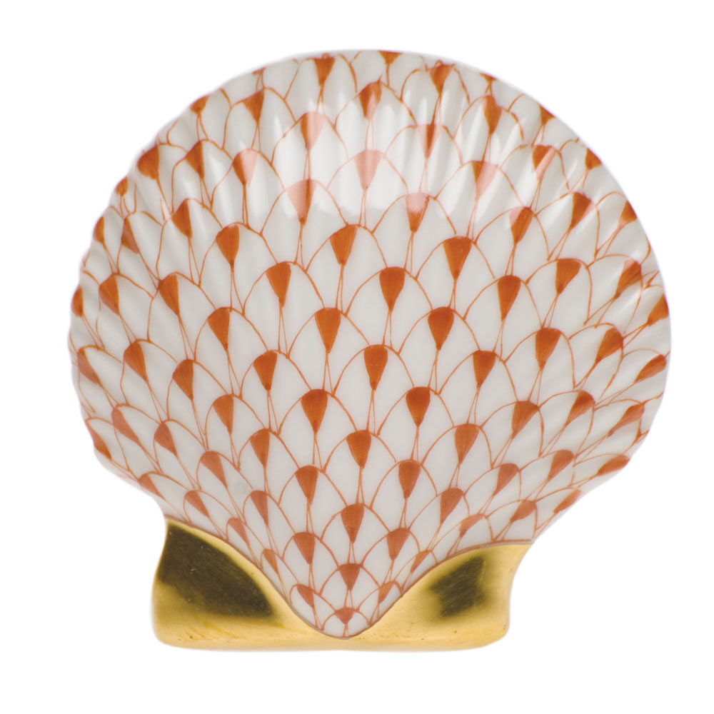 Herend Miniature Scallop Figurine porcelain figurine painted in the Rust fishnet pattern