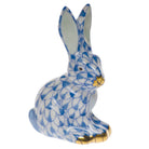Blue fishnet Miniature Sitting Rabbit Figurine figurine, hand-painted Herend porcelain with 24k gold accents