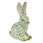 Key Lime fishnet Miniature Sitting Rabbit Figurine figurine, hand-painted Herend porcelain with 24k gold accents