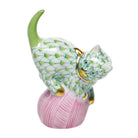 Mischievous Cat Figurine in hand-painted Key Lime porcelain by Herend of Hungary