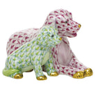 Mommy and Me Figurine in hand-painted Raspberry-Key Lime porcelain by Herend of Hungary