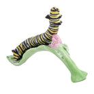 Hand-painted Herend Monarch Butterfly Caterpillar Figurine in fine porcelain, 3in L X 1.25in W X 2.25in H, on a white background