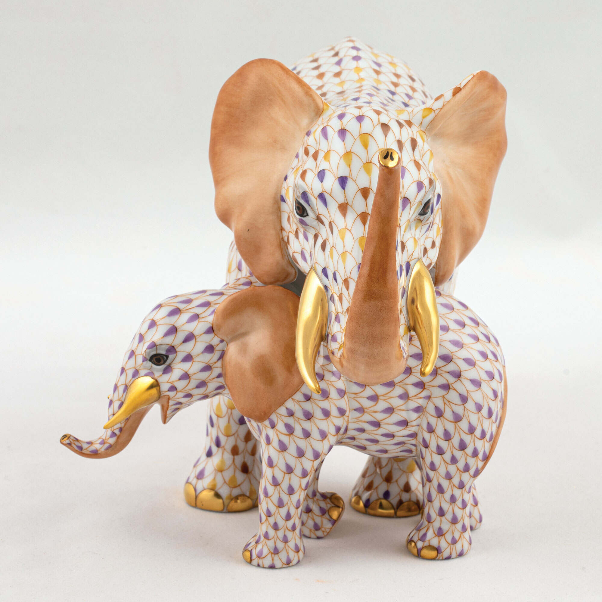 Herend Mother and Baby Elephant Figurine — additional view