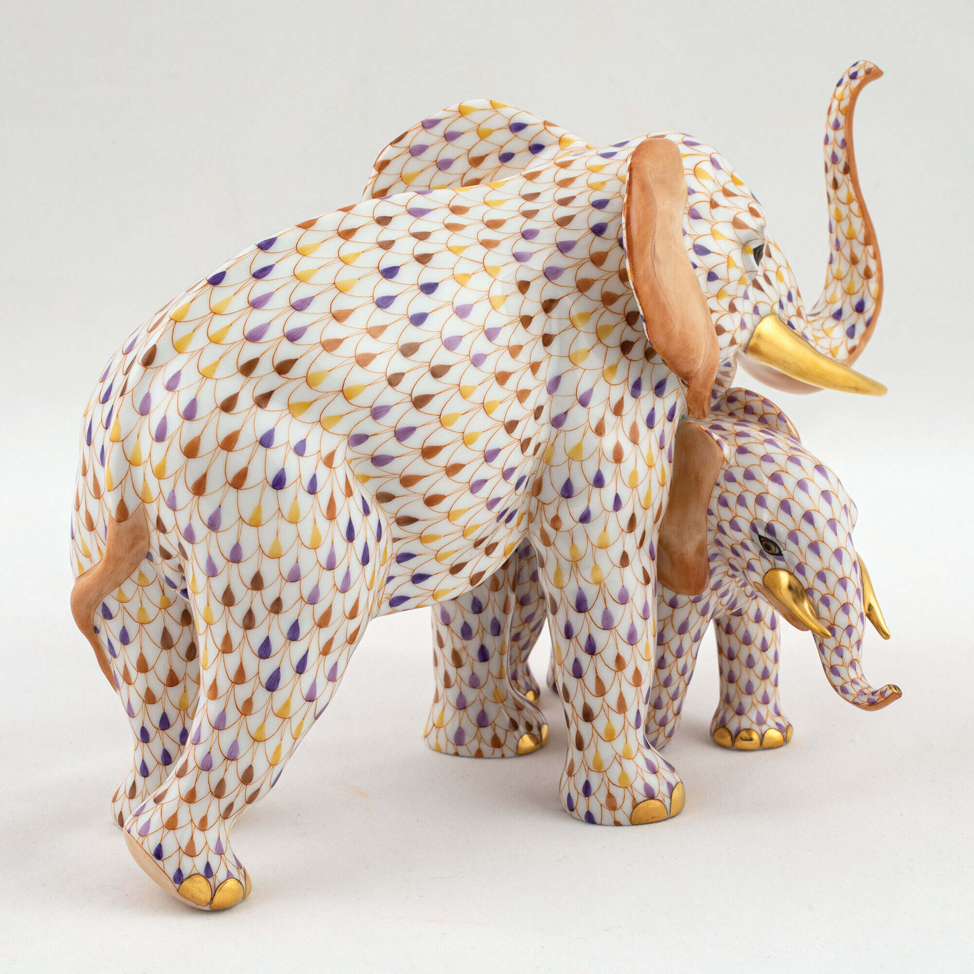 Herend Mother and Baby Elephant Figurine — additional view