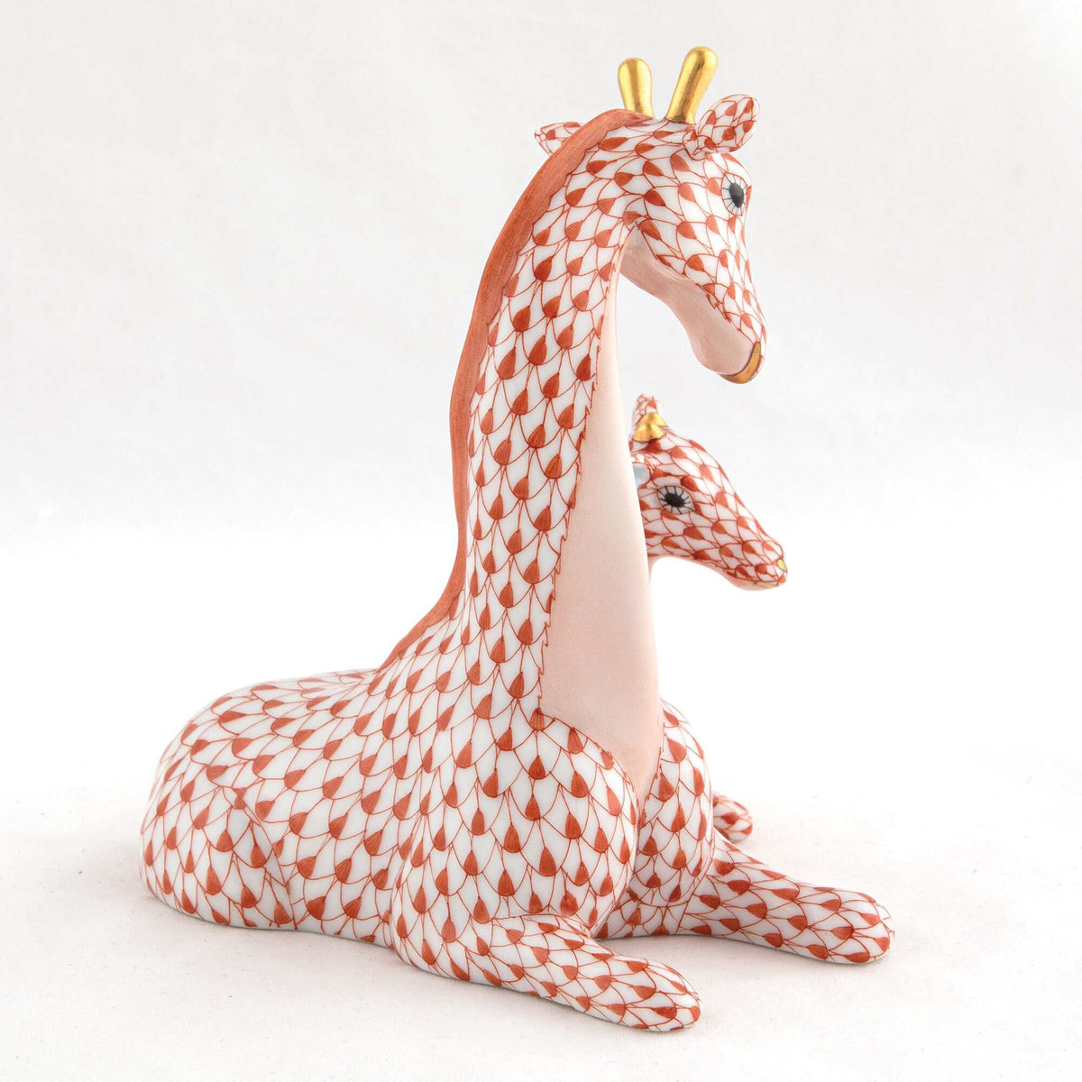 Herend Mother and Baby Giraffe Figurine – Rust, alternate view