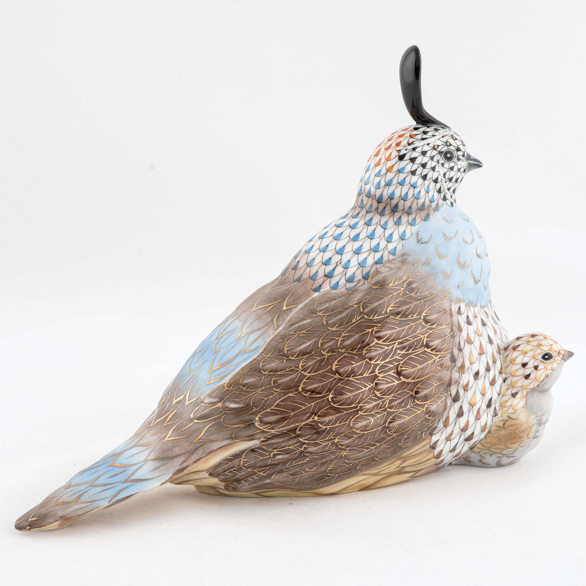 Herend Mother and Baby Quail Figurine — additional view