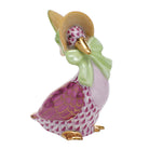 Hand-painted Herend Mother Goose Figurine in Raspberry fishnet porcelain on a white background