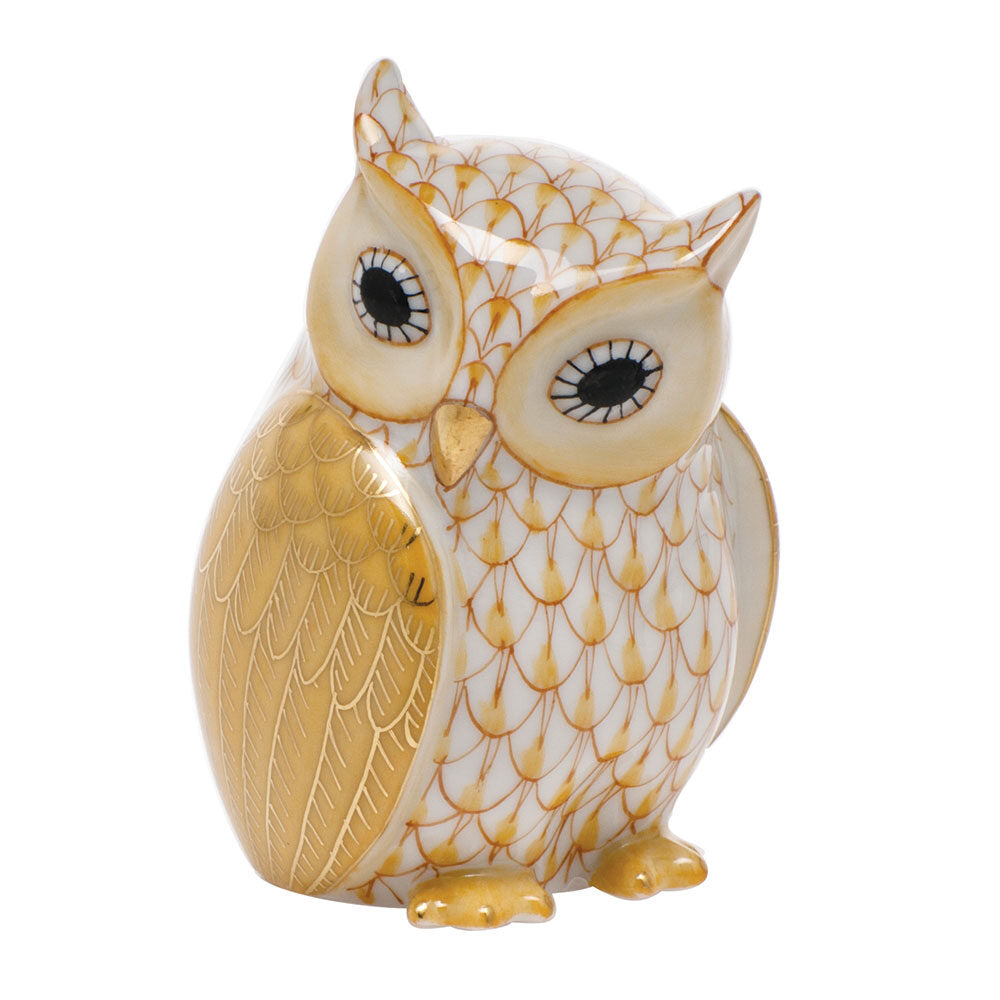 Mother Owl Figurine in hand-painted Butterscotch porcelain by Herend of Hungary