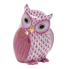 Raspberry fishnet Mother Owl Figurine figurine, hand-painted Herend porcelain with 24k gold accents
