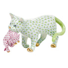 Herend Motherly Love Figurine porcelain figurine painted in the Key Lime-Raspberry fishnet pattern